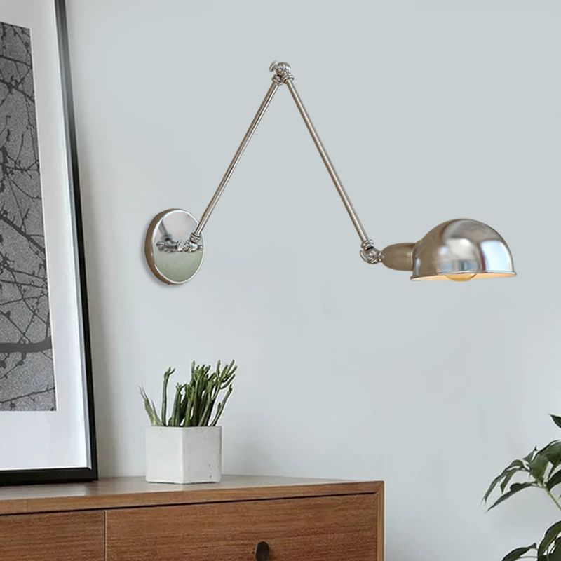Ligales Wall Lamp Dome Minimalist, Adjustable Metal, Silver, Bedroom