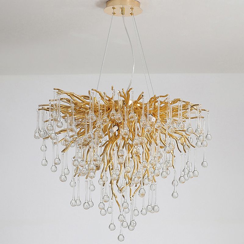 Guveget Pendant Light Tassel Luxury, Metal/Crystal, Gold, Bedroom