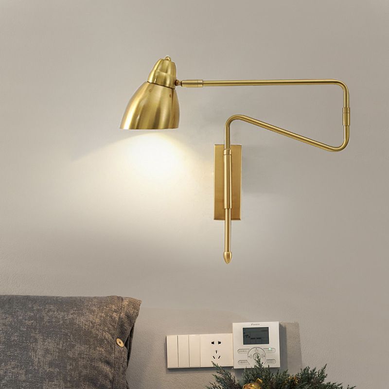 Povages Wall Lamp Modern, Metal Adjustable, Black/Gold, Study