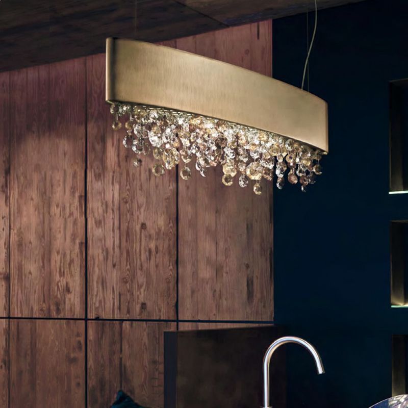 Vokevat Modern Crystal Pendant Light Black/White/Brown/Gold