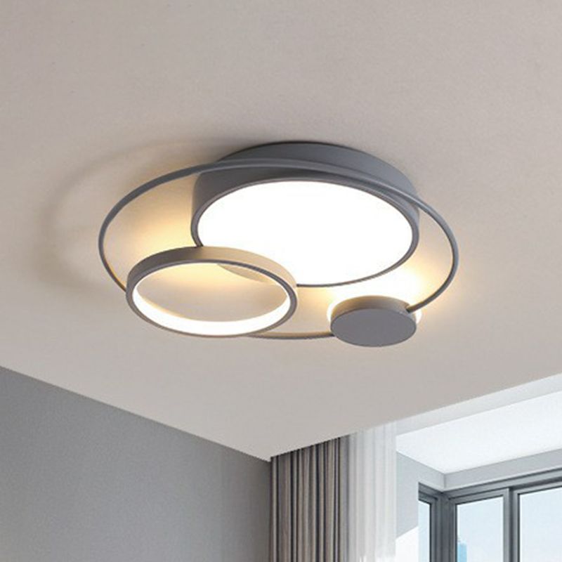 Takavin Modern Circular LED Flush Mount Ceiling Light, Black & White