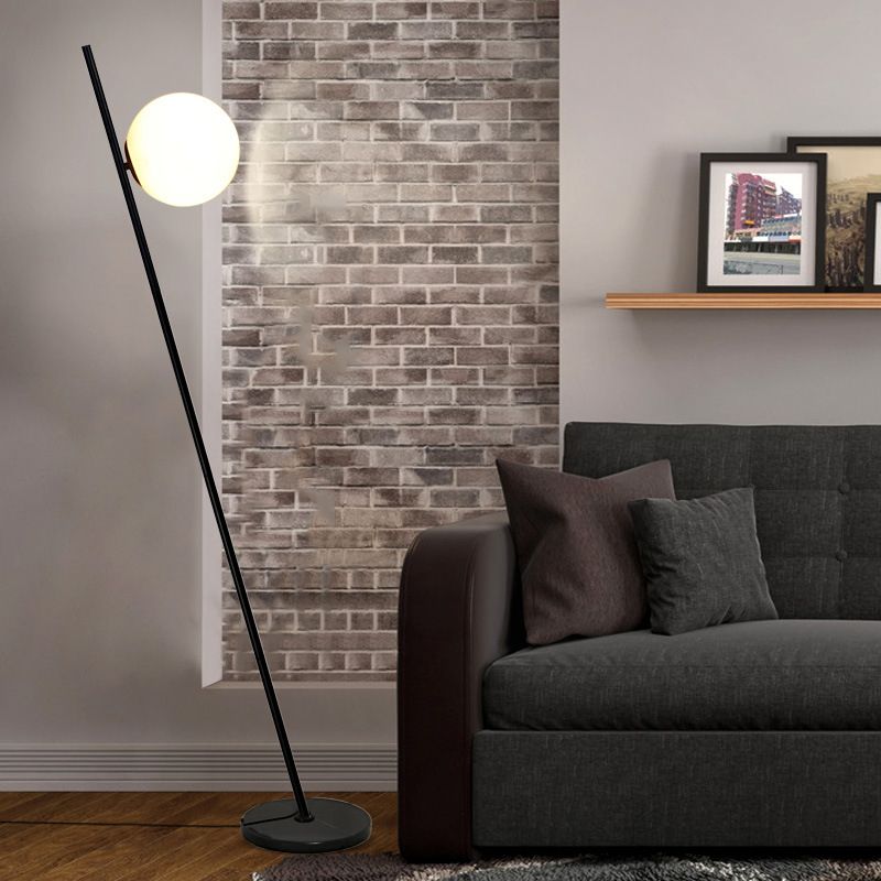 Wokanut Minimalistic Black Orb Linear Floor Lamp, Living room
