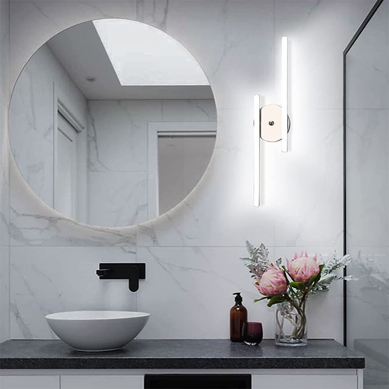 Divipos Modern Bi-Linear LED Vanity Wall Lamp, Black/Silver