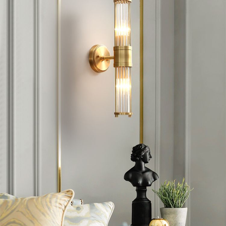Vuvepon American Cylindrical Elegant Gold Glass/Metal Vanity Wall Lamp