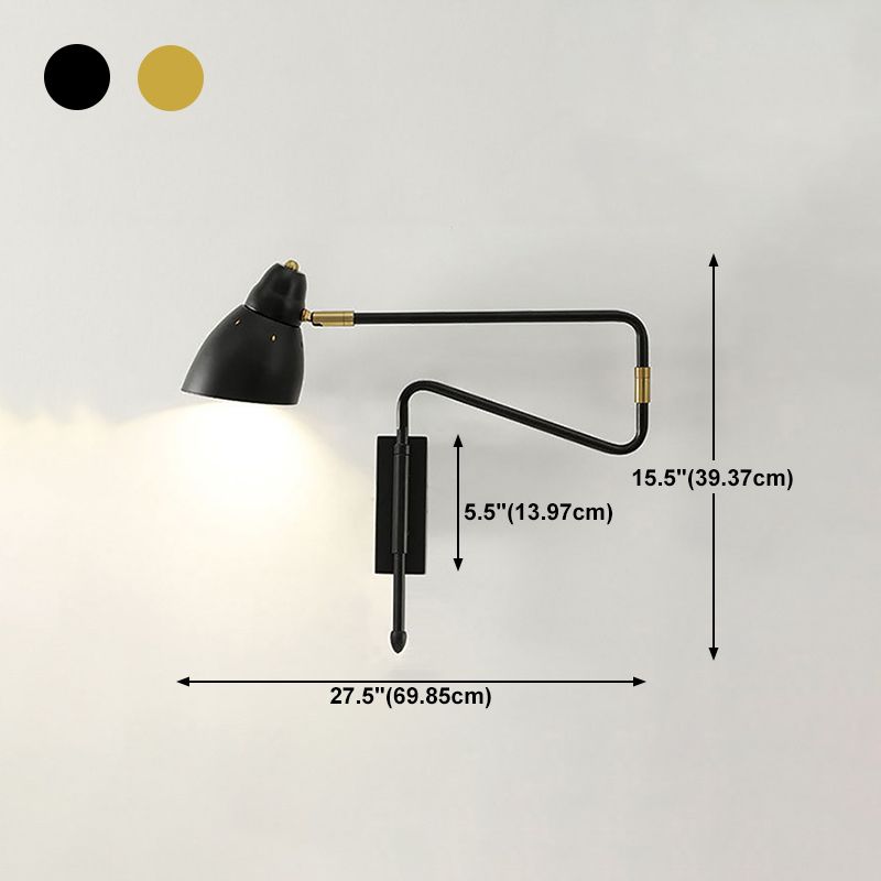 Povages Wall Lamp Modern, Metal Adjustable, Black/Gold, Study