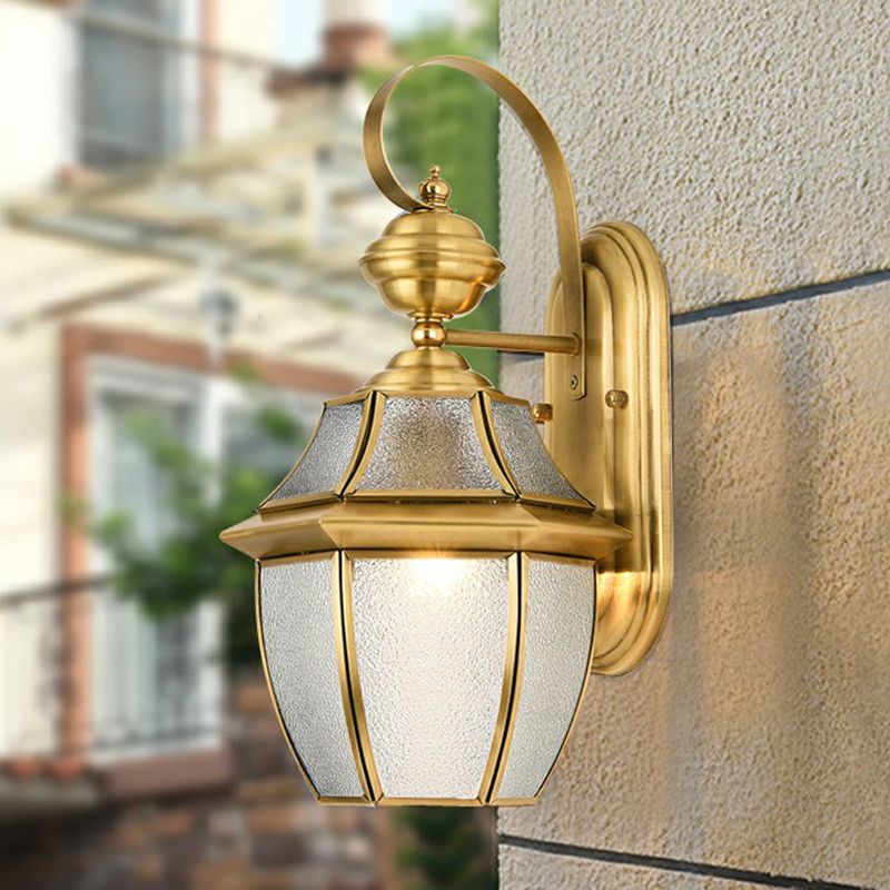 Fiselad Vintage Lantern Metal Outdoor Wall Lamp, Gold