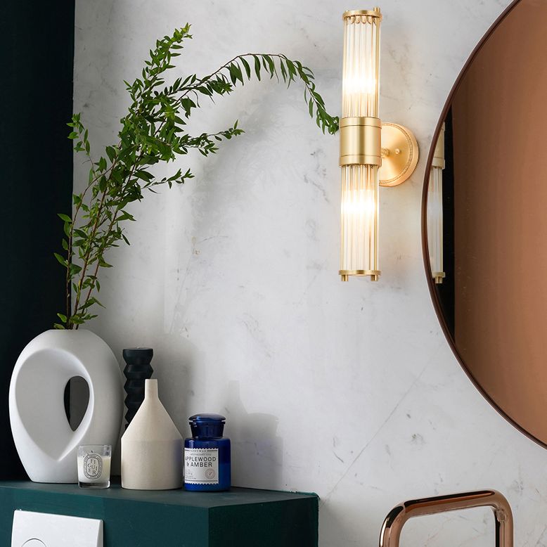 Vuvepon American Cylindrical Elegant Gold Glass/Metal Vanity Wall Lamp