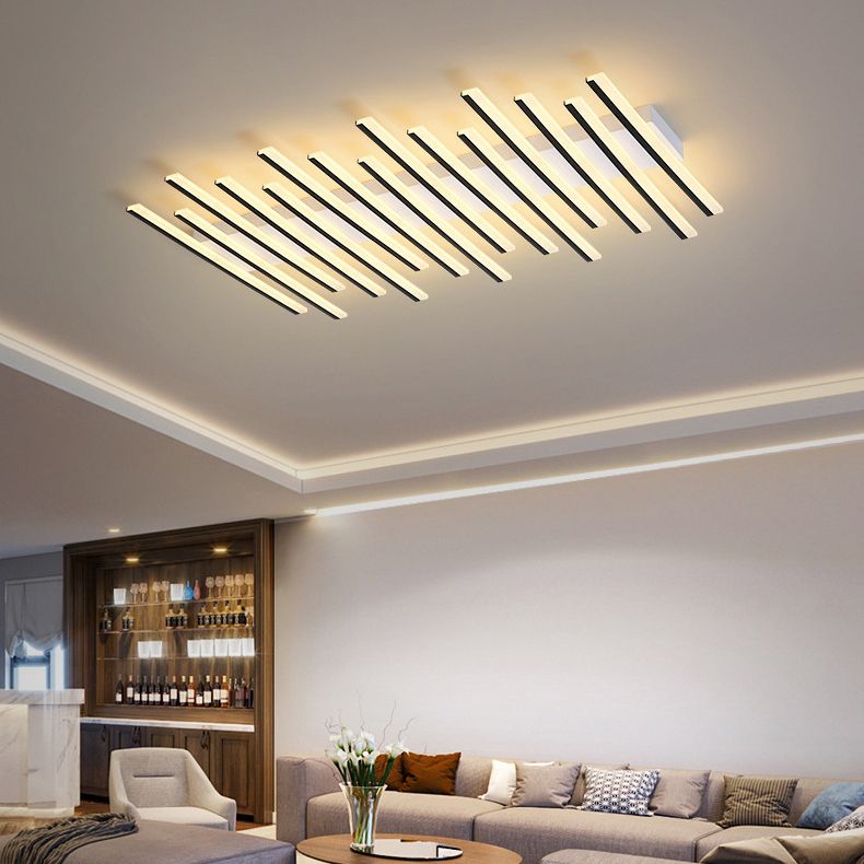 Tegomes Flush Mount Ceiling Light Linear Modern,Wave Black, Living Room