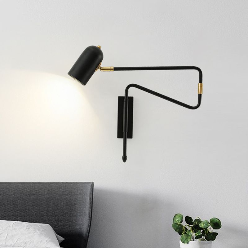 Povages Wall Lamp Modern, Metal Adjustable, Black/Gold, Study