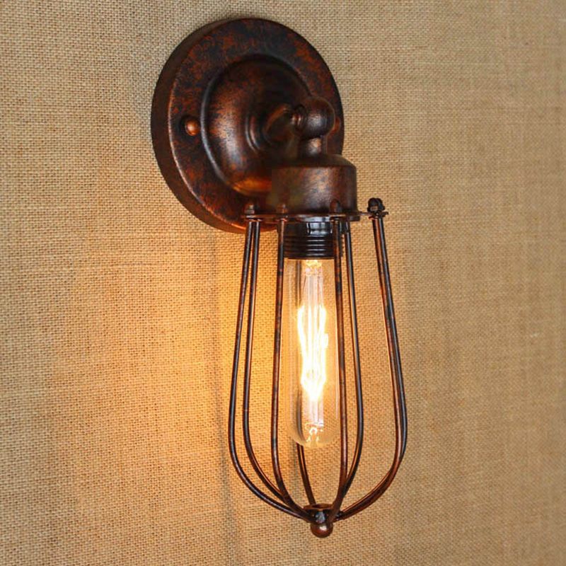 Bovevin Vintage Iron Wall Lamp, Black/Rust/Bronze/Gold/Silver
