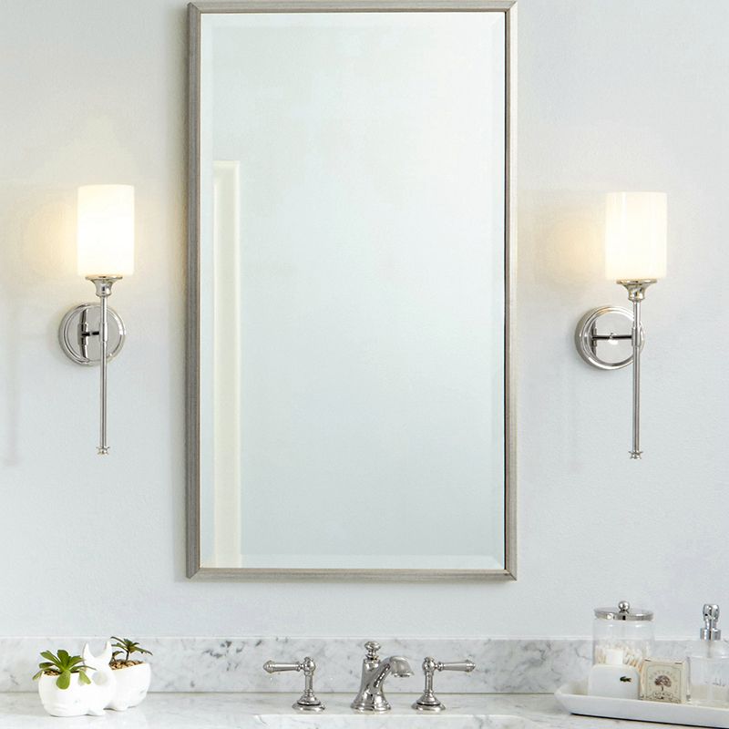 Fanolis Nordic Vanity Metal Glass Minimalism Wall Lamp, Black/Silver