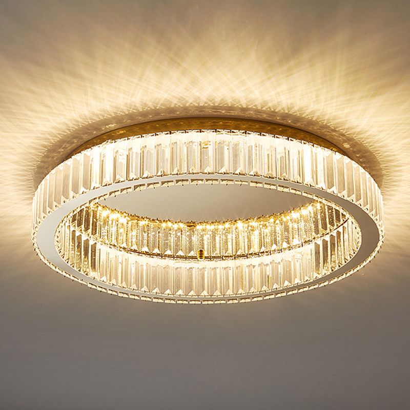 Saledud Modern Art Deco Circular Crystal Flush Mount Ceiling Light Gold