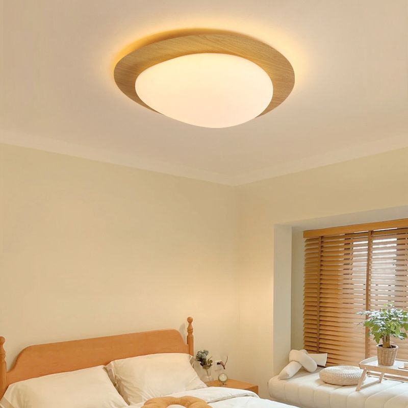 Wotigek Flush Mount Ceiling Light Modern, Metal, Walnut/Natural