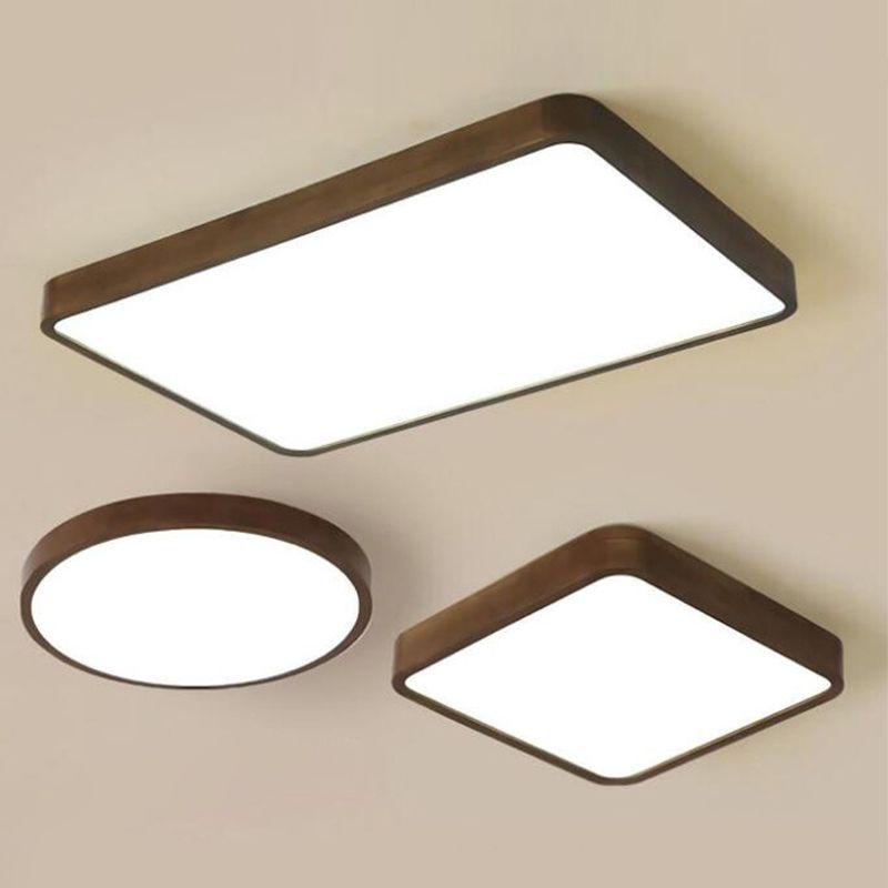 Fomalan Modern Geometric Walnut LED Flush Mount Ceiling Light