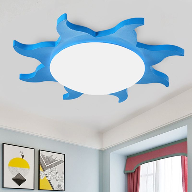 Hedatom Modern Sun Round Flush Mount Ceiling Light, Red/Yellow/Blue/Green, Bedroom