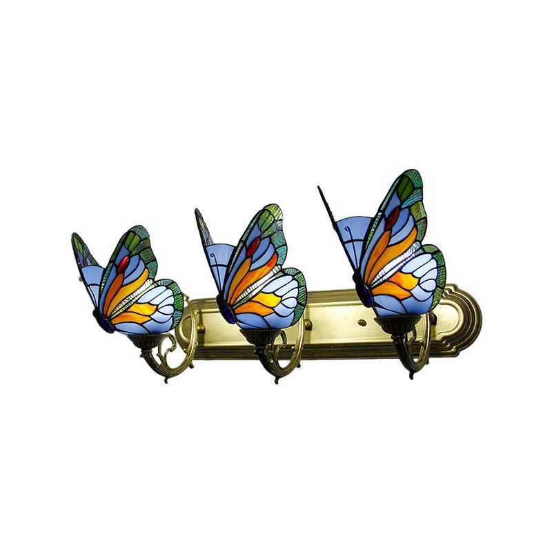 Josuket Artistic Butterfly Metal/Glass Lamps Wall, Red/Blue/Multi-Color/Light Blue