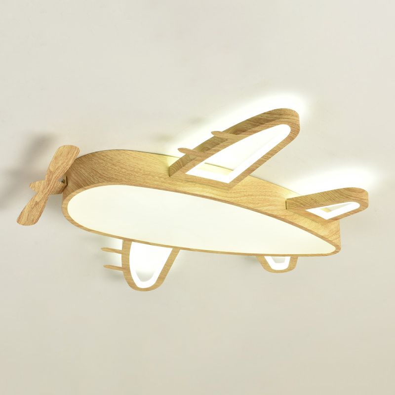 Tunomor Modern Art Deco Airplane Flush Mount Ceiling Light, Wood/Dark Wood