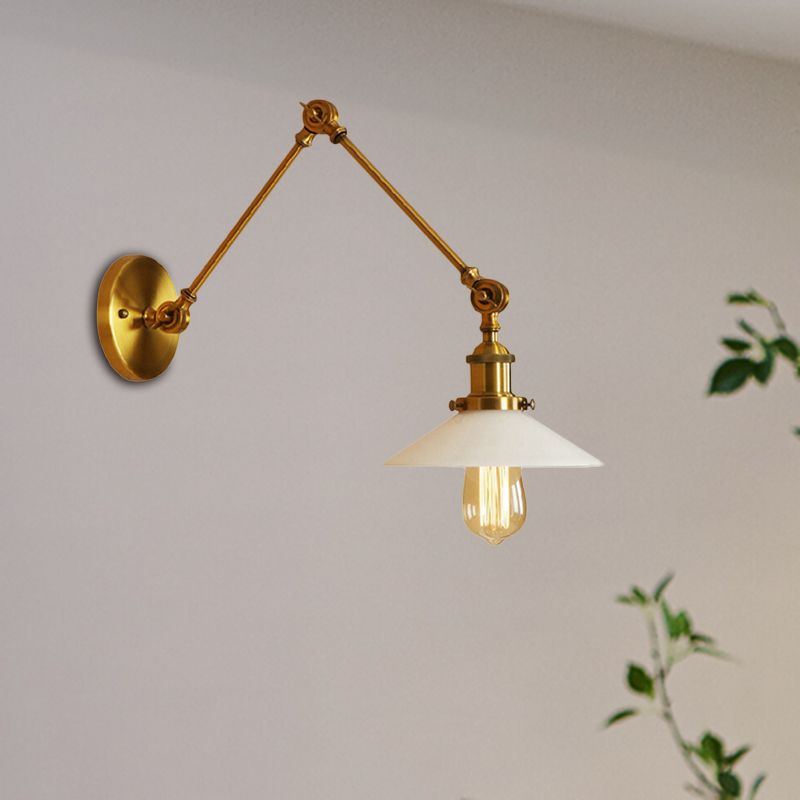 Zikalat Wall Lamp Retro Saucer Lampshade Metal Adjustable 2 Color, Bedroom