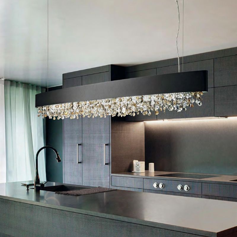 Vokevat Modern Crystal Pendant Light Black/White/Brown/Gold