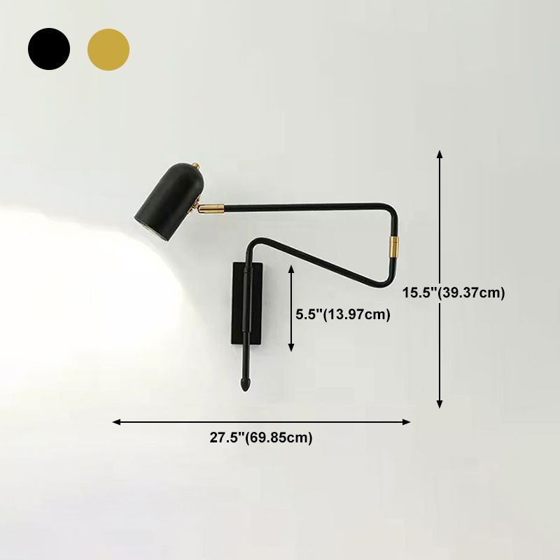 Povages Wall Lamp Modern, Metal Adjustable, Black/Gold, Study