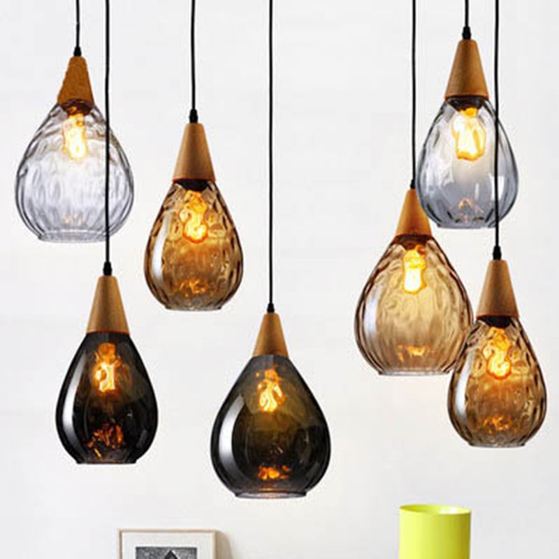 Alverin Pendant Light Glass Wood Amber-Neutral Decor