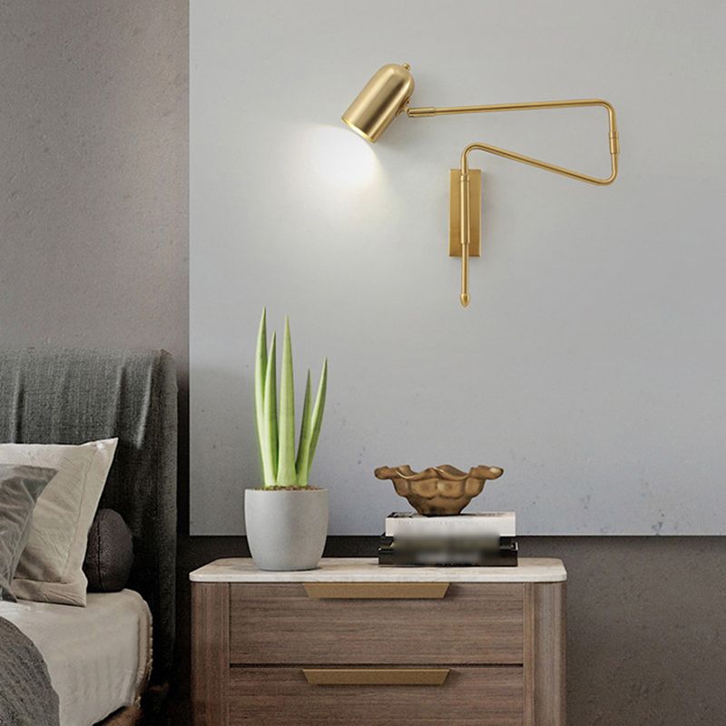 Povages Wall Lamp Modern, Metal Adjustable, Black/Gold, Study