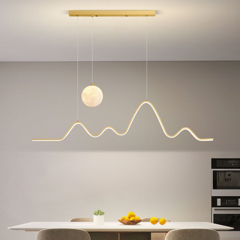 Gokanar Minimalist Wavy Metal Pendant Light, Black/White/Gold