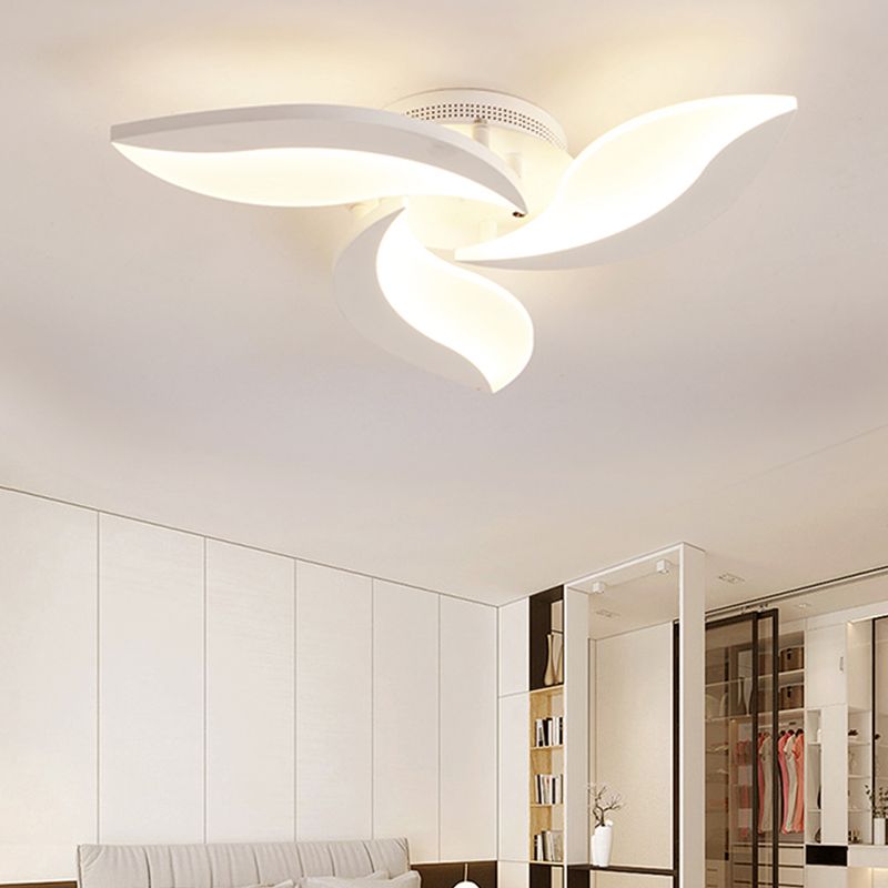 Sumukok Minimalist Art Deco Flower Flush Mount Ceiling Light, White, Living Room