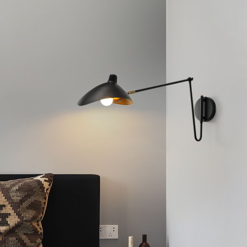 Faturor Industrial Swing Arm Vanity Wall Lamp, Black/Gold