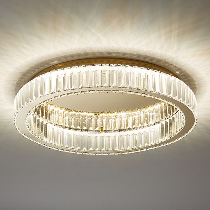 Saledud Modern Art Deco Circular Crystal Flush Mount Ceiling Light Gold
