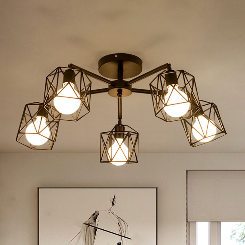 Pibimal Black Semi-Flush Mount Ceiling Light
