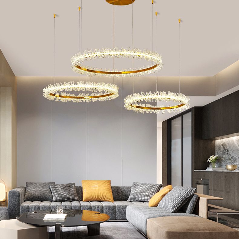 Lomepoda Luxury Circular Crystal Tassel Pendant Light
