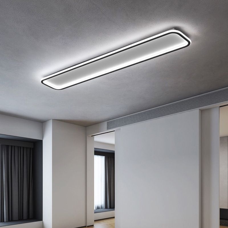 Zanumor Minimalist Flush Mount Black Frame Rectangular Ceiling Light