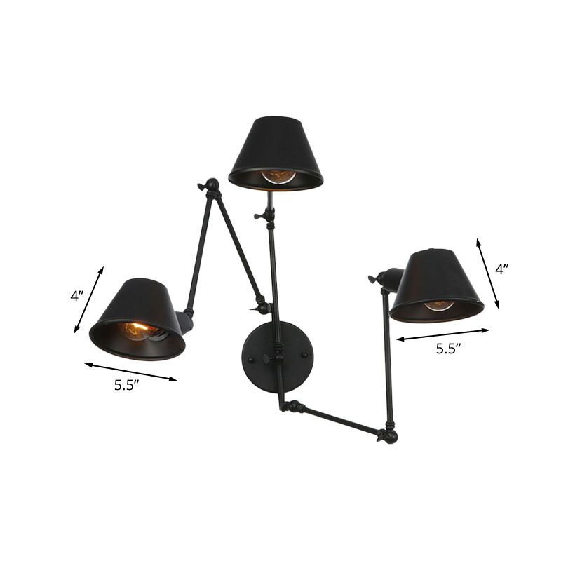 Vepemak Vintage Adjustable Metal Wall Lamp, Black/Rust, Bedroom