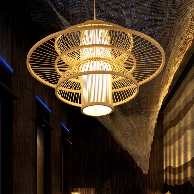 Zalepis Lotus-Shaped Rattan Pendant Light