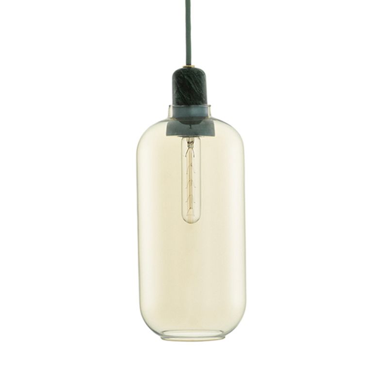 Curadul Designer Cylinder Pendant Light, Marble & Glass