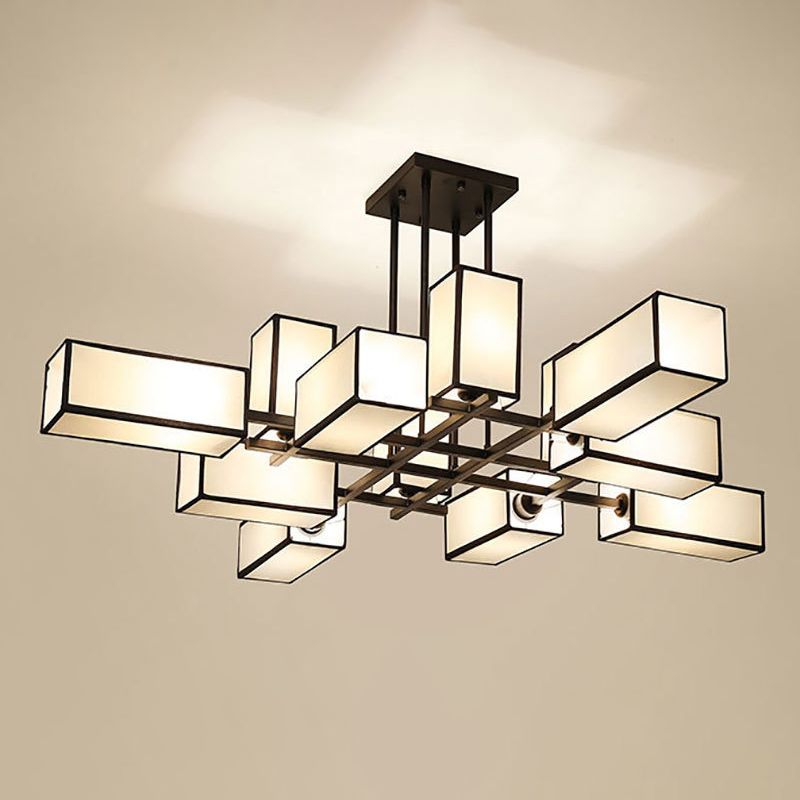 Peligud Pendant Light Square Retro, Metal/Fabric, Black/Gold, Living Room
