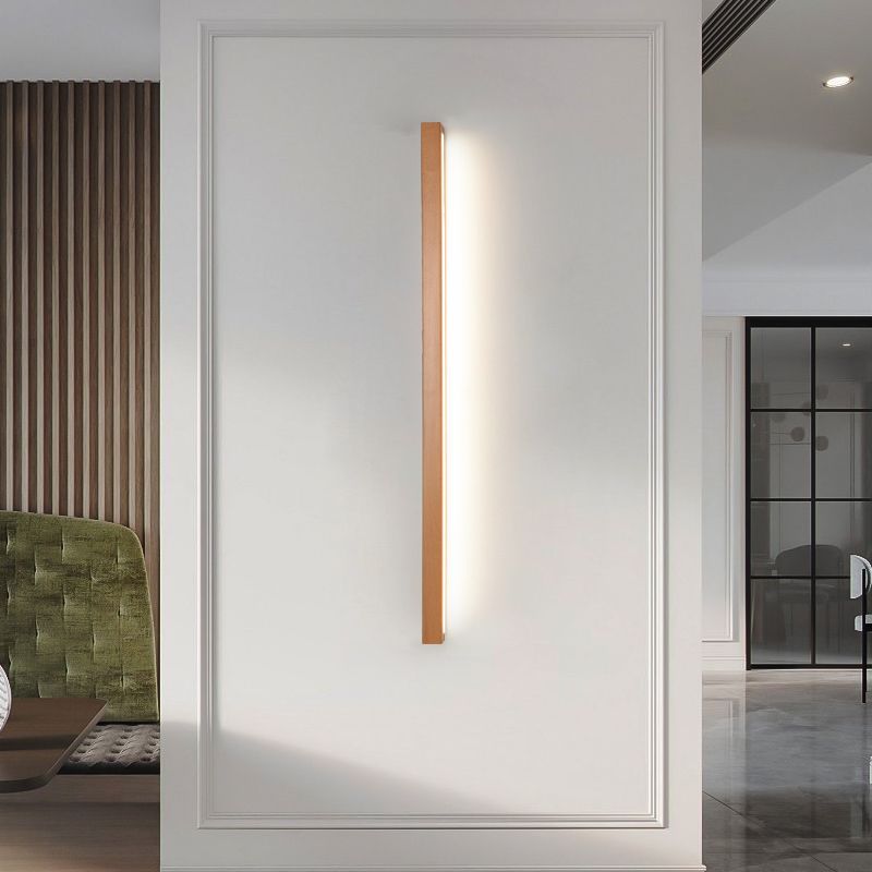 Varelin Wall Lamp Linear Mirror Wooden Front Vanity-Neutral Decor