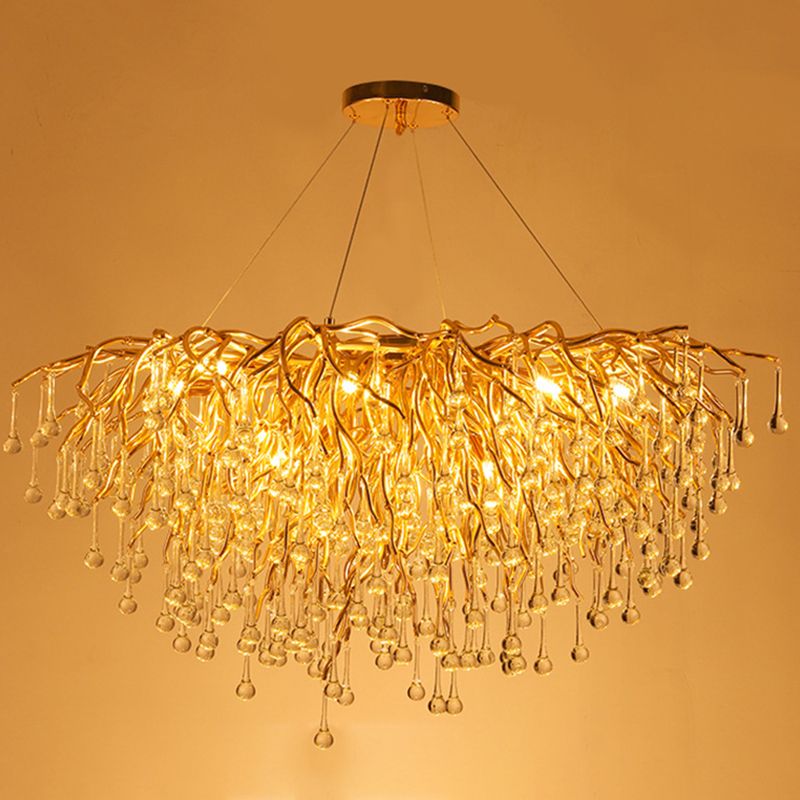 Guveget Pendant Light Tassel Luxury, Metal/Crystal, Gold, Bedroom