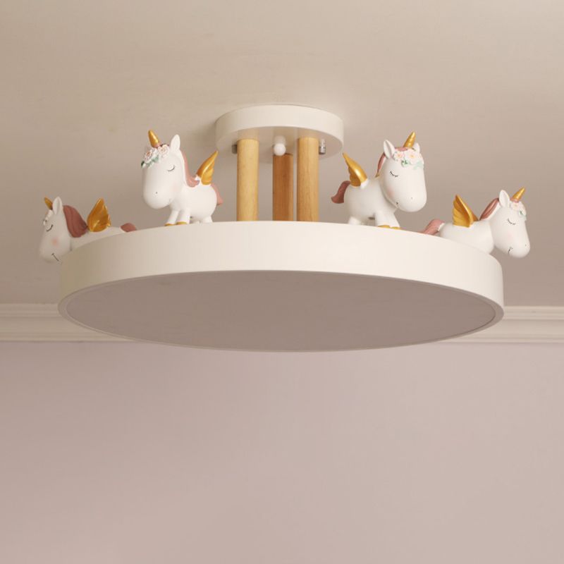 Pakemude Modern Round Unicorn Semi-Flush Mount Ceiling Light