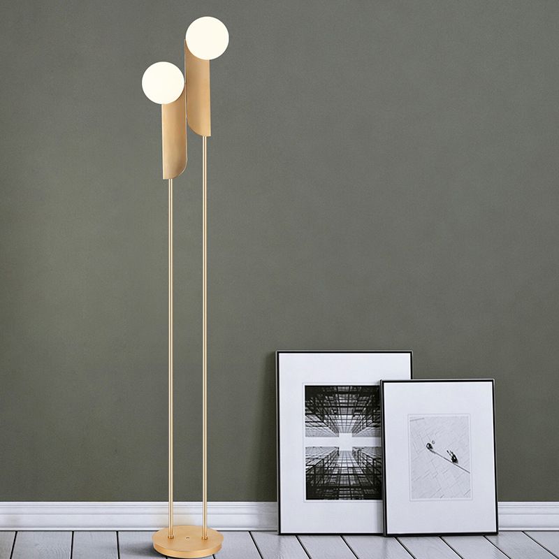 Jikubad Minimalist Gold Floor Lamp, Metal, Living room
