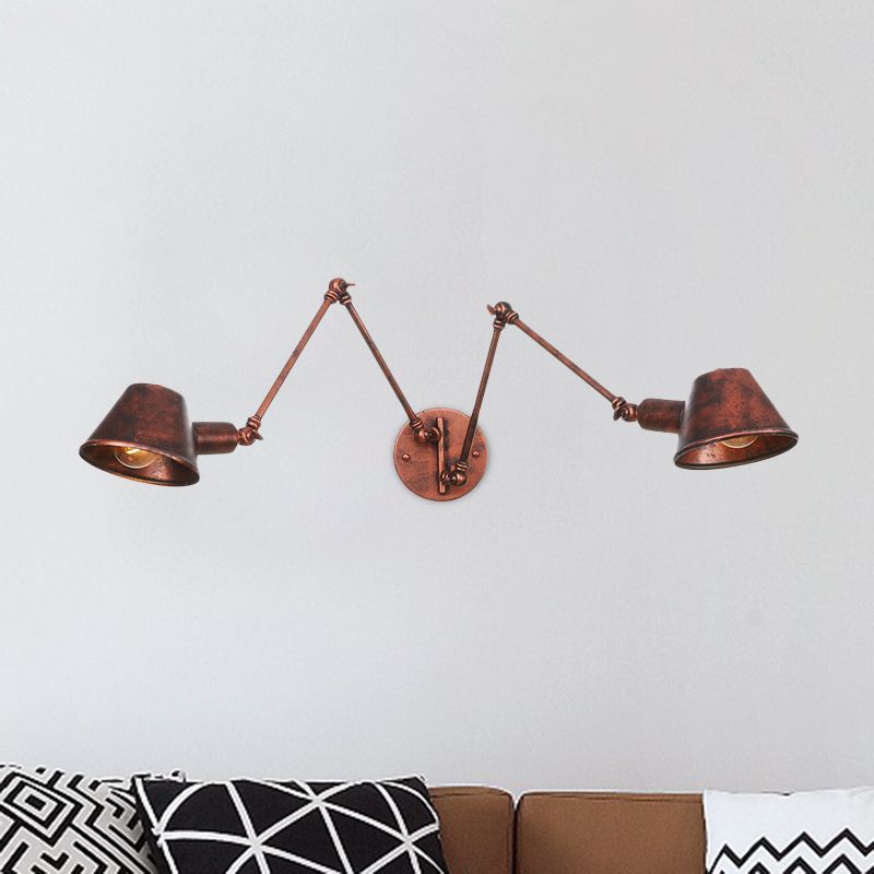 Vepemak Vintage Adjustable Metal Wall Lamp, Black/Rust, Bedroom