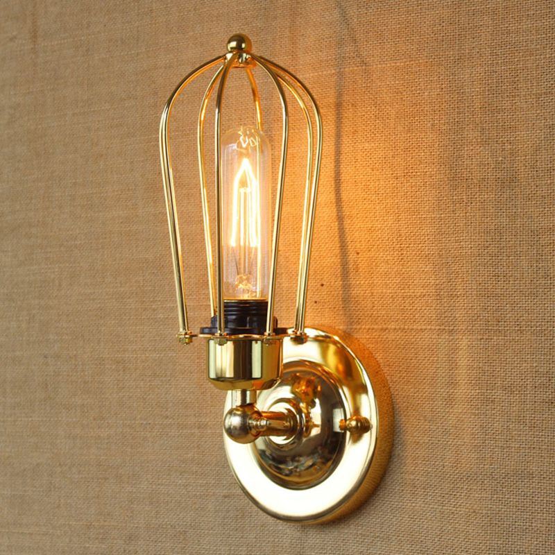Bovevin Vintage Iron Wall Lamp, Black/Rust/Bronze/Gold/Silver