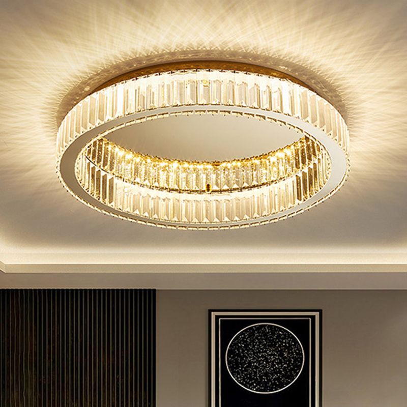 Saledud Modern Art Deco Circular Crystal Flush Mount Ceiling Light Gold