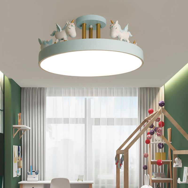Pakemude Modern Round Unicorn Semi-Flush Mount Ceiling Light