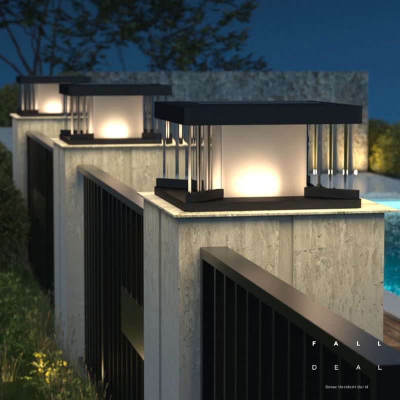 Pupebad Contemporary LED Rectangular Metal Wall Lamp Post, Black