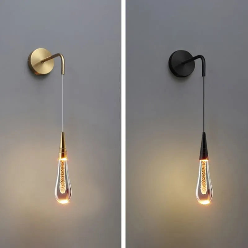 Kotirod Modern Water Drop Wall Lamp, Black/Gold