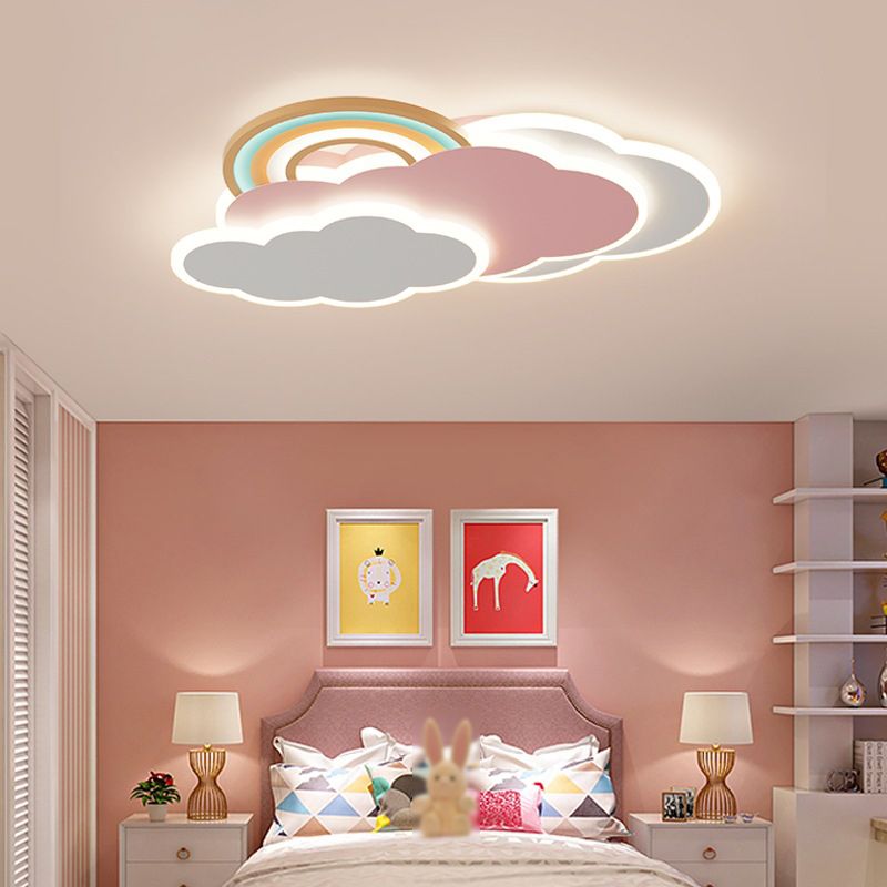 Resemid Modern Cloud/Rainbow Flush Mount Ceiling Light Pink/White
