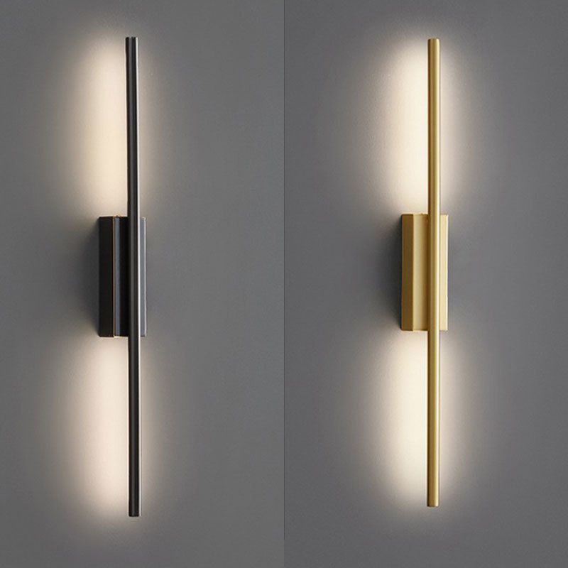 Wegader Modern Linear Metal& Bedroom Wall Lamp, Black/Brass