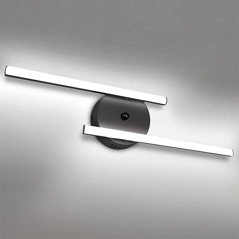 Divipos Modern Bi-Linear LED Vanity Wall Lamp, Black/Silver
